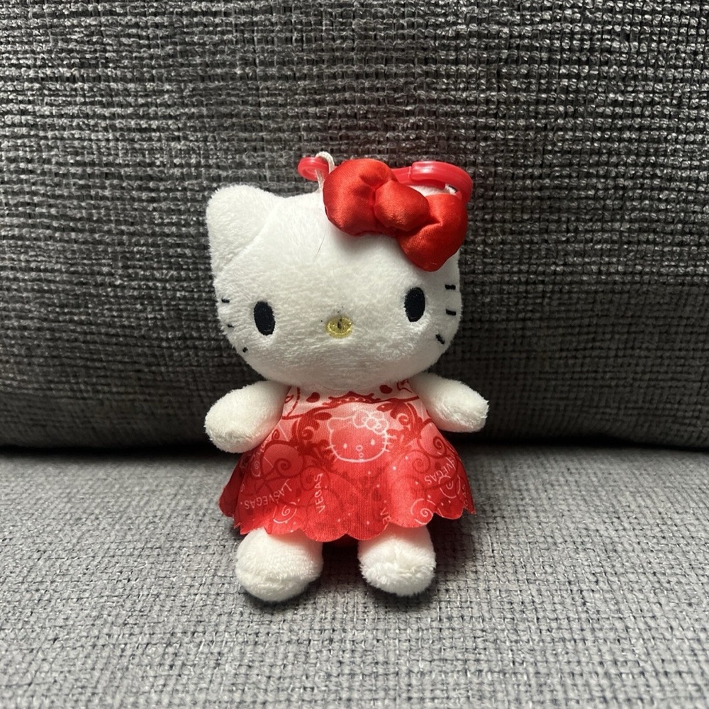 Sanrio Hello Kitty Plush Keychain in White and Red